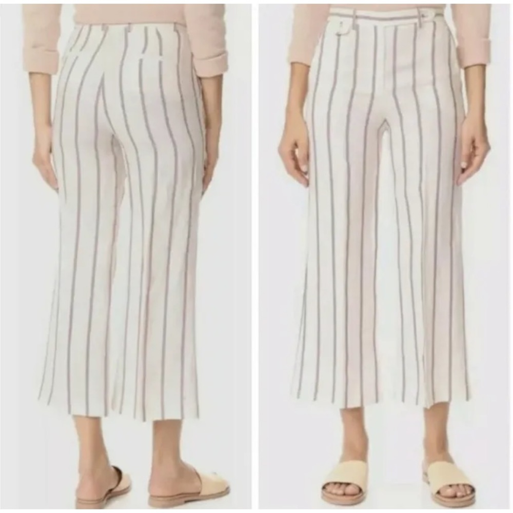 Theory Nadeema Stripe Wide Leg Linen Pants Size 00 NEW